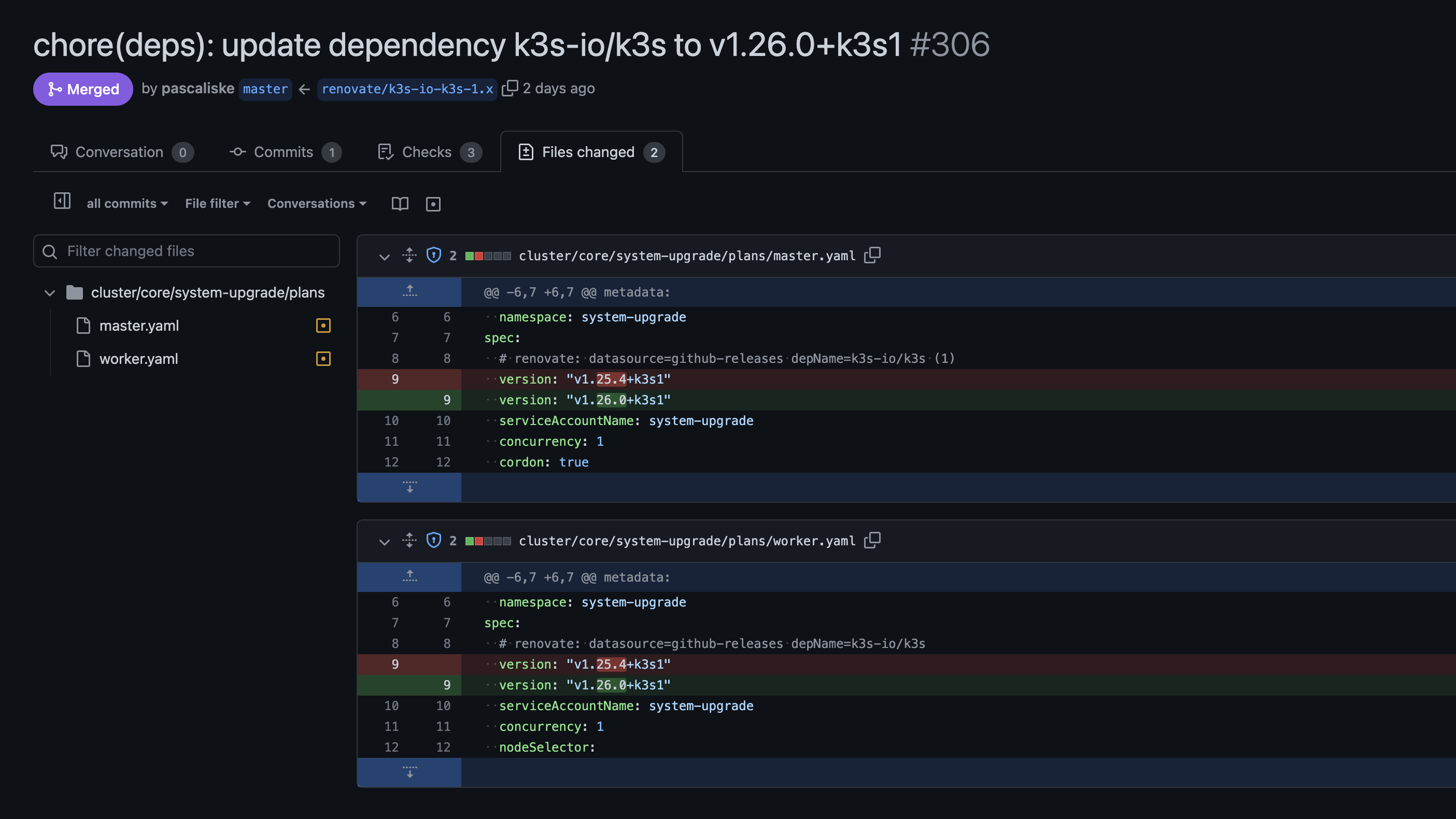 Renovate Pull Request for K3s dependency